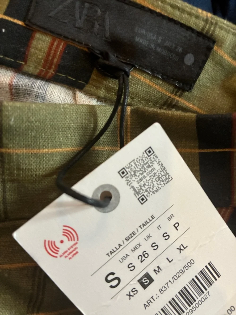 Zara NWT ZW Collection linen blend checkered plaid pants 8371/029 - Picture 11 of 12